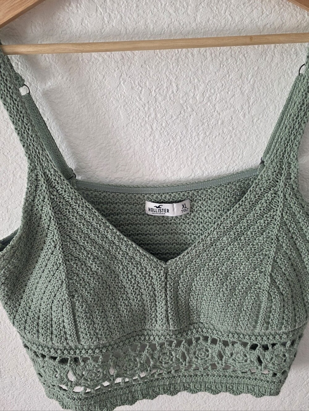 Hollister Sage Green Crochet Bralette Top - Picture 9 of 10
